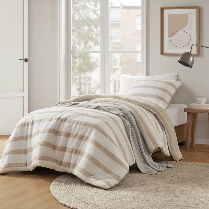 Chelsea Square Merritt Yarn-dyed striped comforter - Twin/Twin XL - Taupe
