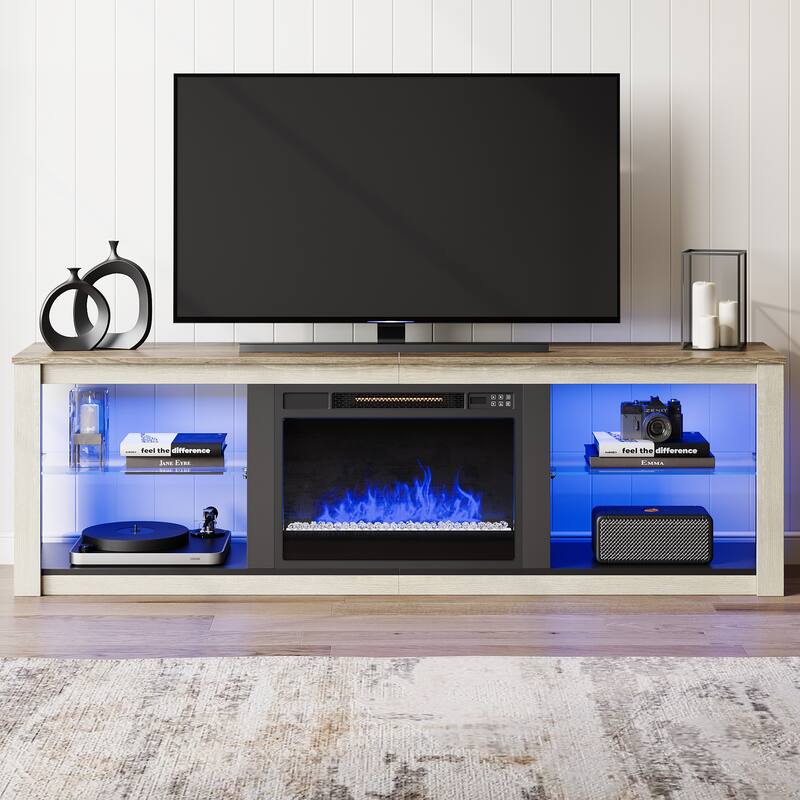 TV Stand for TVs up to 75" with Fireplace, LED Entertainment Center