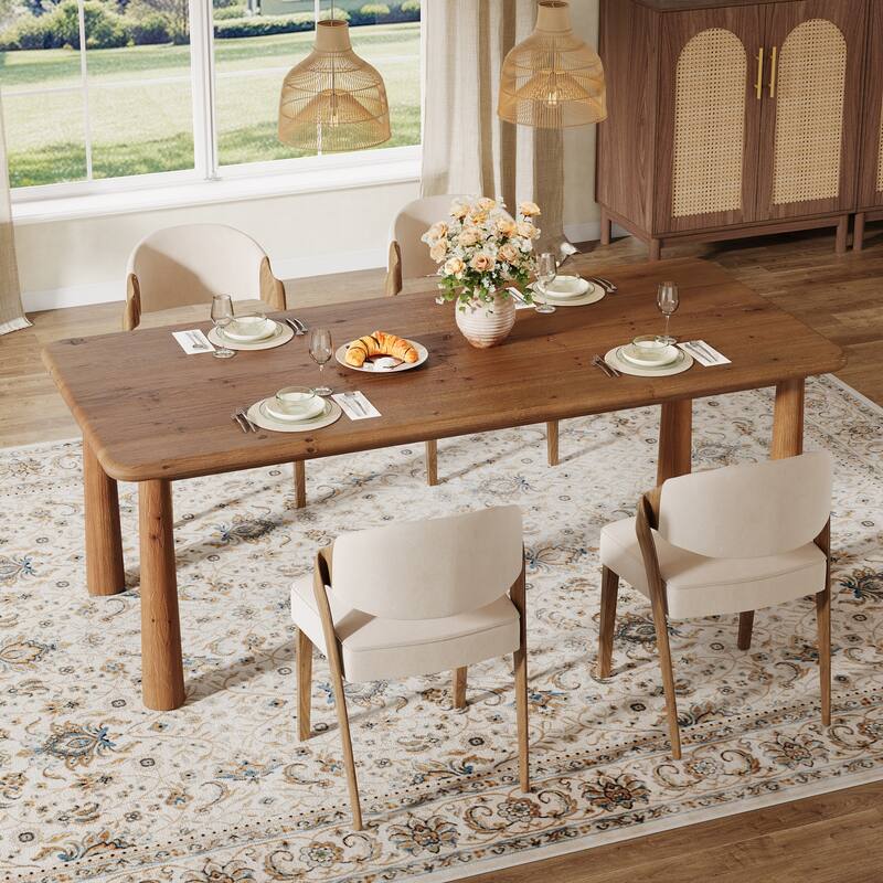 63'' Solid Wood Dining Table, Kitchen Table Dining Room Furniture