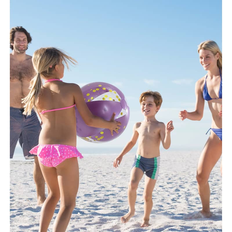 POZA Heavy Duty Inflatable Beach Ball Set of 2 - Purple Gold, 16 Inch - 16 inches