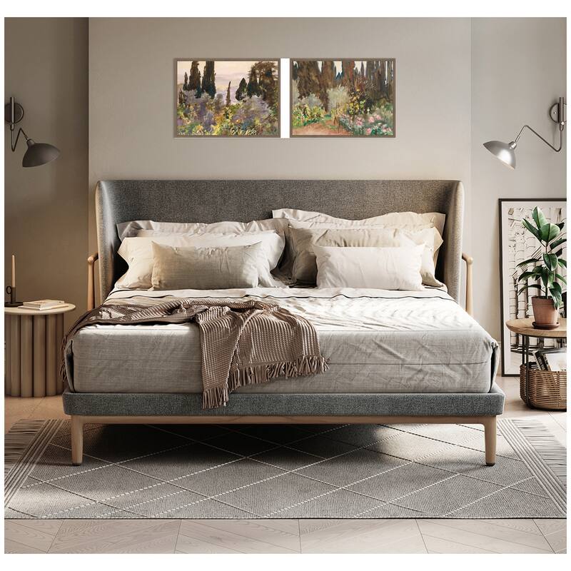 Kate and Laurel Granada 1912 & Gardens at Florence John Singer Sargent 2 Piece Framed Canvas Wall Art Set by Nostalgia Prints