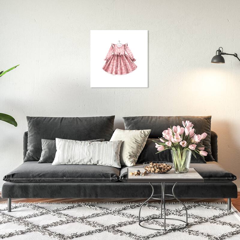 Wynwood Studio Canvas Fashion and Glam Petite Floral Dress Pink and Rose Pink Traditional Wall Art Canvas Print - 20 x 20