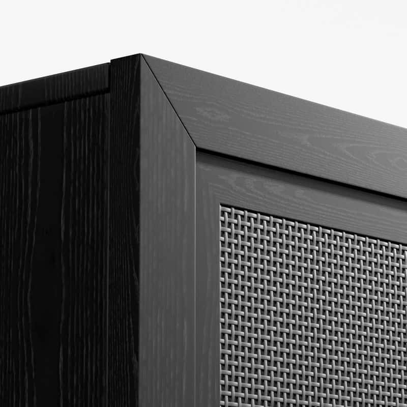 Modern Sideboard Cabinet with 4-Doors Rattan Panels Buffet Console Accent Storage Cabinet for Hallway Entryway Dining Room