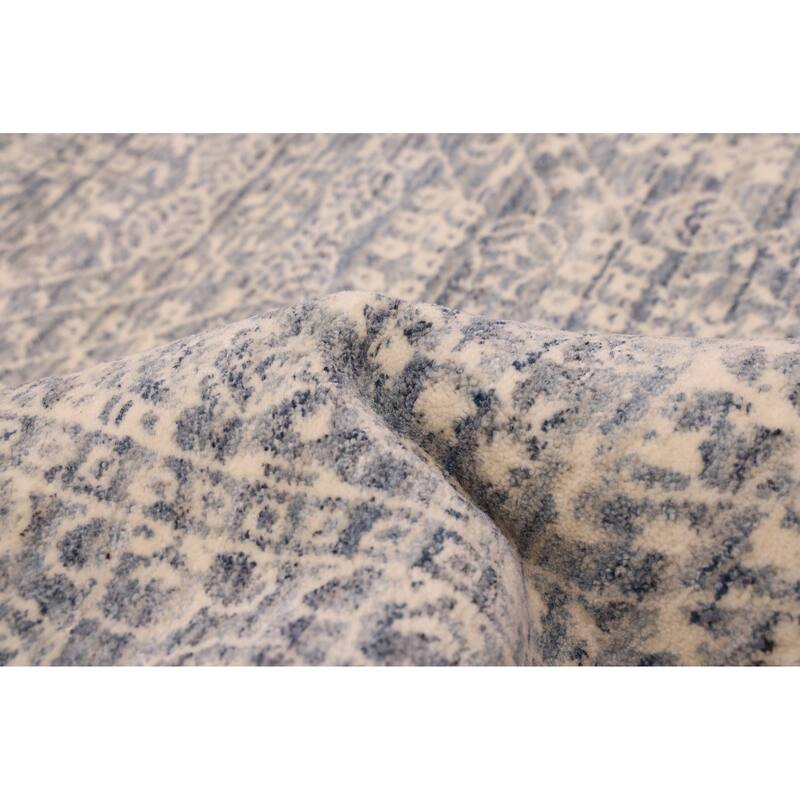 ECARPETGALLERY Hand Loomed Elysian Denim Blue Wool Rug - 8'0 x 9'11