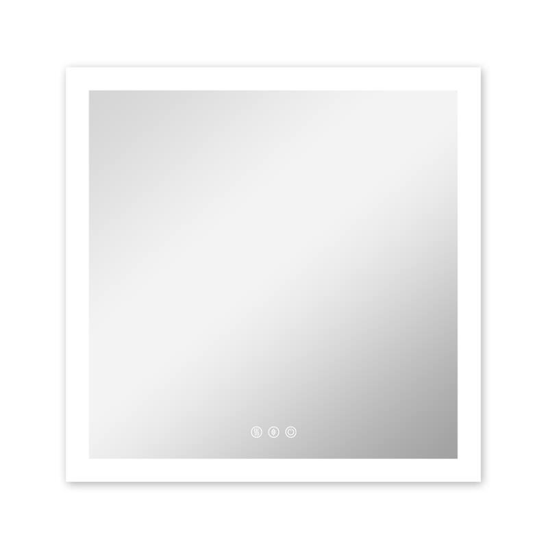 LED Bathroom Vanity Mirror Wall Mounted Dimmable Anti-Fog Mirror with 3 Buttons Vertical & Horizontal Hang - 36×36