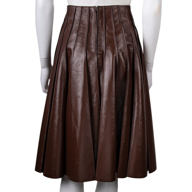 Bottega Veneta Pleated Leather Skirt