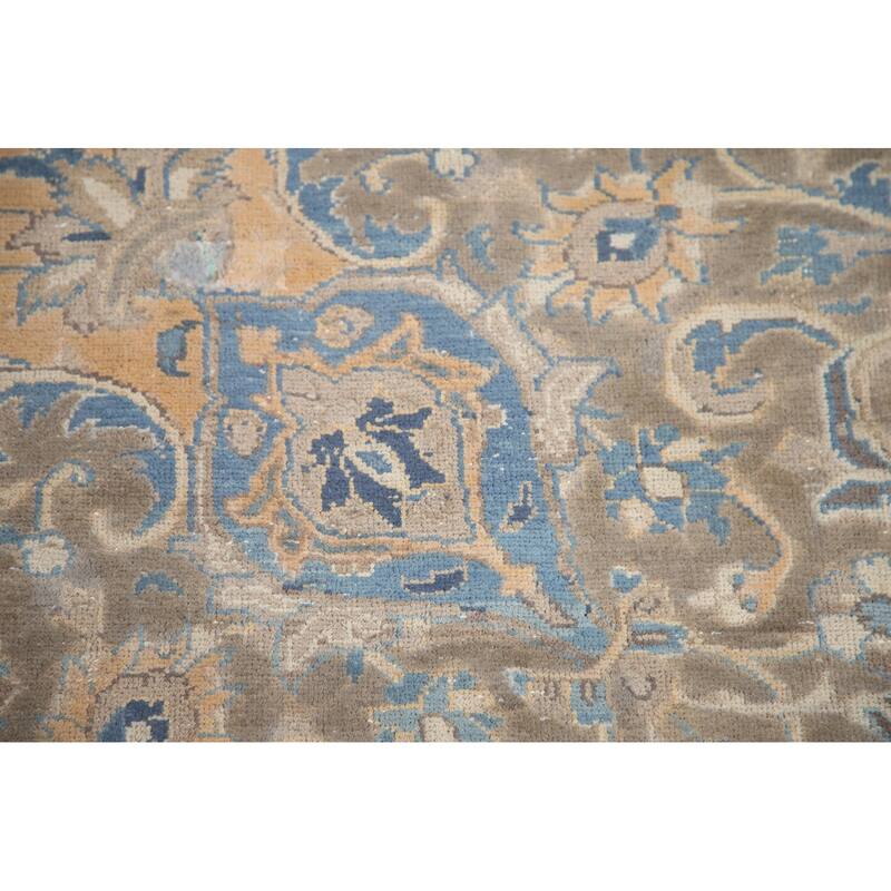 Hand Knotted Oriental 100% Wool Carpet Traditional Floral Oranges & Rust Mashad Area Rug - 11' 2'' X 8' 5''