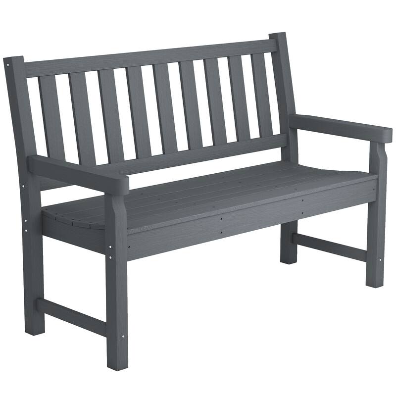 Outsunny Outdoor Bench, 49" All-Weather HDPE Garden Bench, 2-Person Patio Loveseat with 528 lbs Capacity
