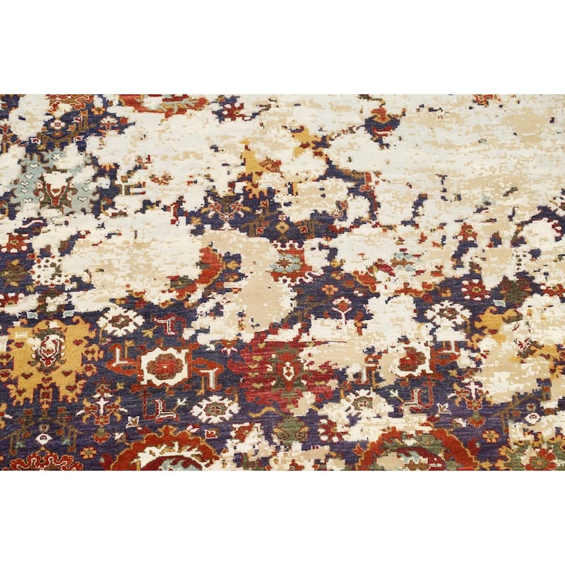 Wool/ Silk Vegetable Dye Distressed Oriental Tabriz Area Rug Handmade - 8'3" x 10'2"