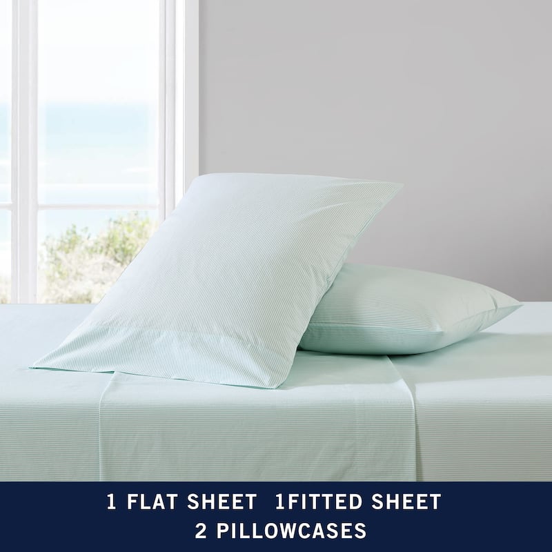 Nautica Cotton Percale Deep Pocket Bed Sheet Sets