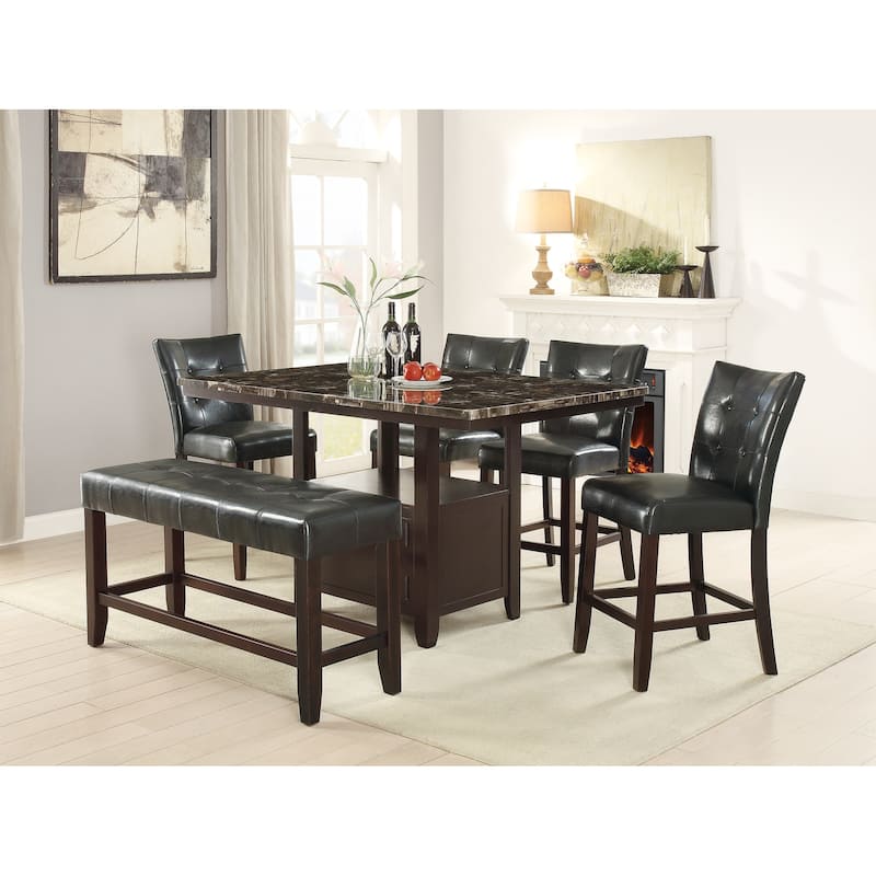 Faux Leather Wood High Bench