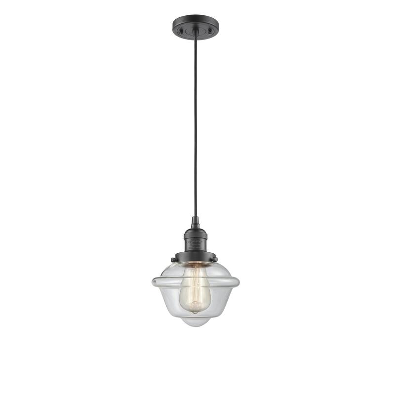 Innovations Lighting Franklin Restoration Oxford - 1 Light 8" Cord Hung Mini Pendant - Clear/Oil Rubbed Bronze
