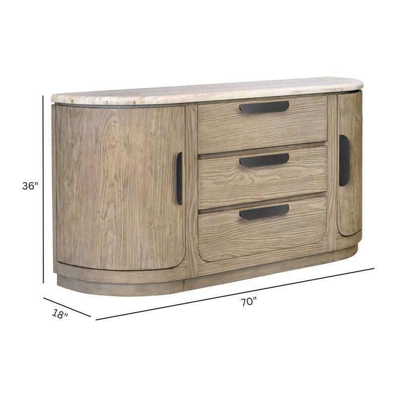 Magnussen Home Braelyn Dorian Grey Stone Top Buffet - 70''W x 18''D x 36''H