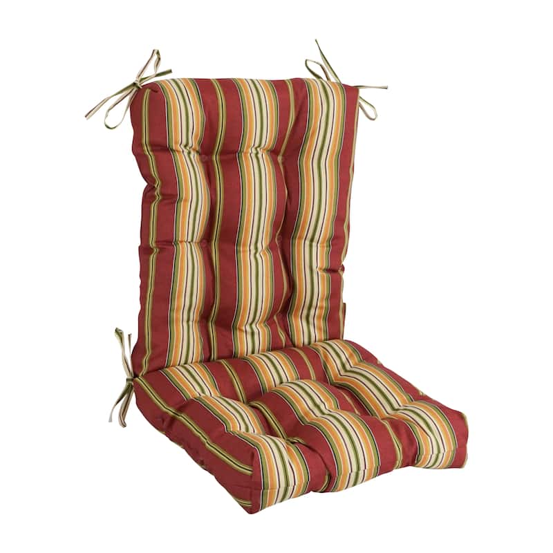 Multi-section Tufted Outdoor Seat/Back Chair Cushion (Multiple Sizes) - 18 x 38 - Kingsley Stripe Ruby