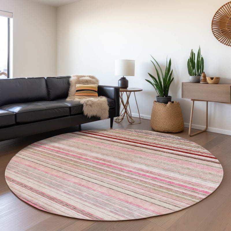 Machine Washable Indoor/ Outdoor Ombre Stripes Chantille Rug