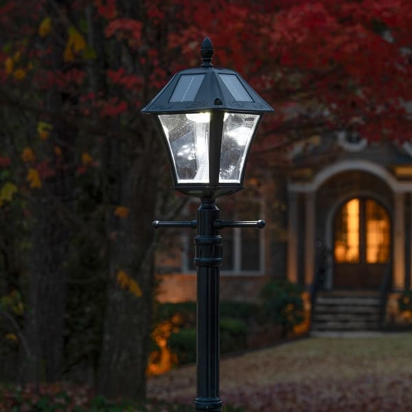 Baytown II 9.75 in. Black Integrated LED Outdoor Resin Solar Post Light and Lamp Post with EZ-Anchor Base Baytown II 9.75 in. Black Integrated LED Outdoor Resin Solar Post Light and Lamp Post with EZ-Anchor Base