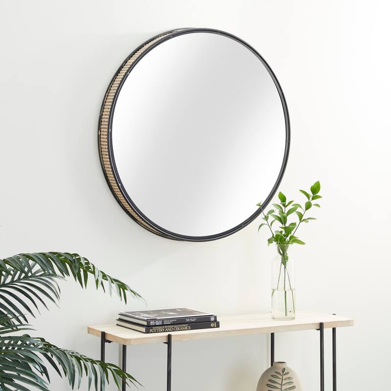 Black Metal Wall Mirror with Thin Frame