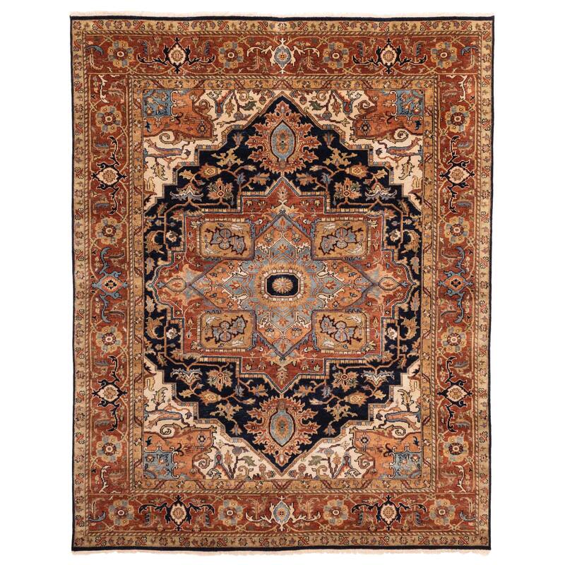 ECARPETGALLERY Hand-knotted Jules Sultane Dark Navy Wool Rug - 7'11 x 9'11