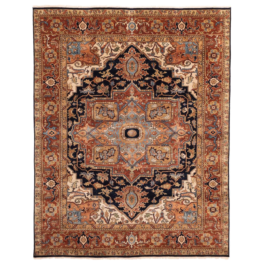 ECARPETGALLERY Hand-knotted Jules Sultane Dark Navy Wool Rug - 7'11 x 9'11