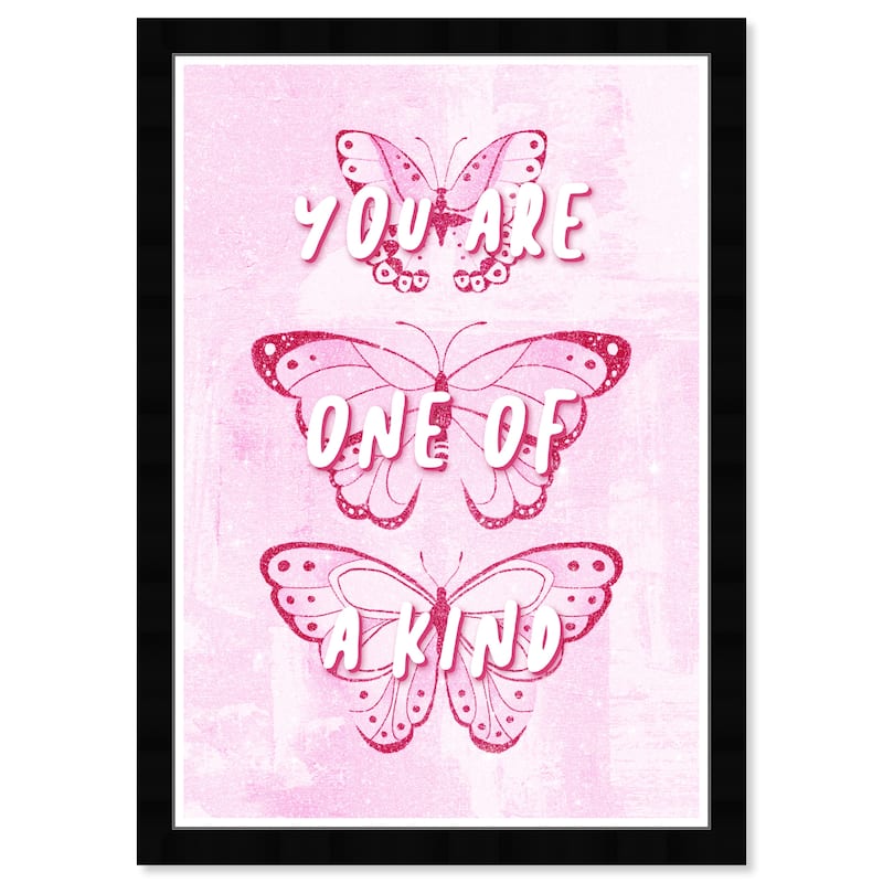 Wynwood Studio Prints Animals Pink Butterflies Pink and Pastel Pink Farmhouse Wall Art Canvas Print