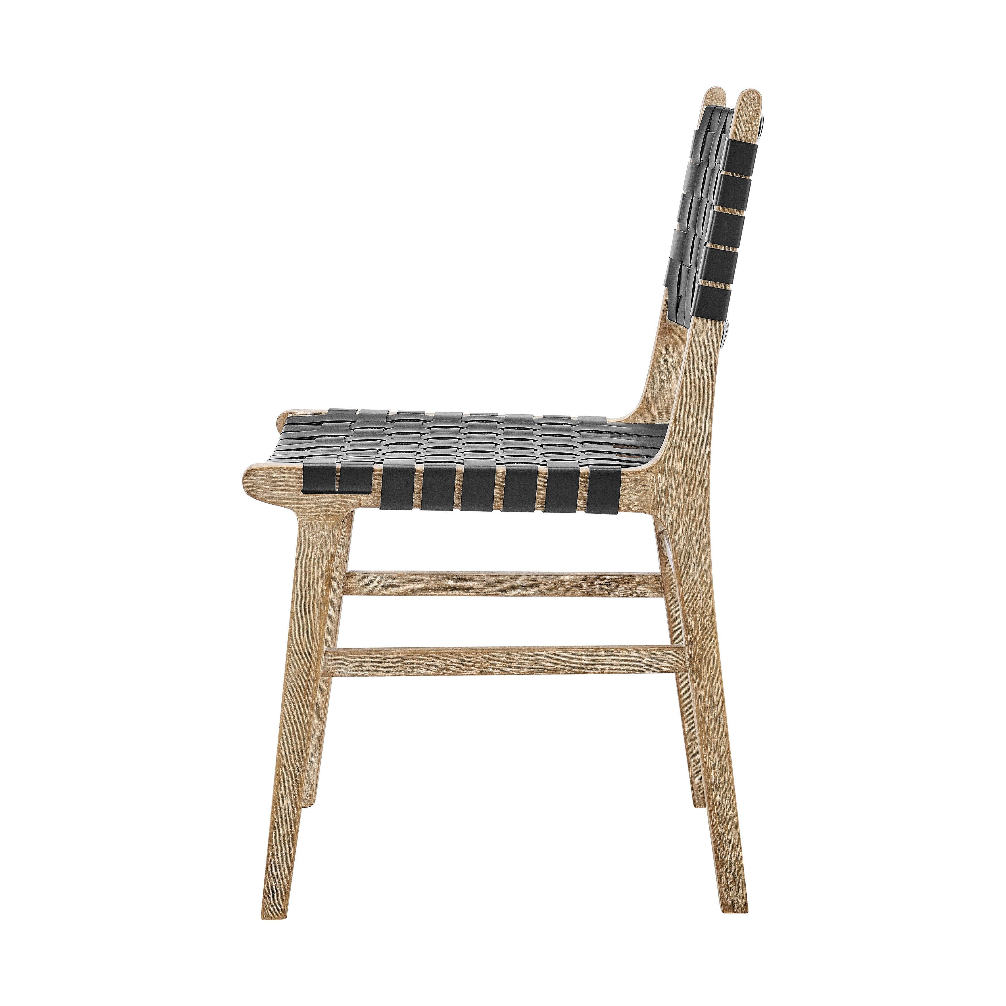 NPD Furniture Marco Faux Leather Dining Side Chair Drift Wood Frame (Set of 2)