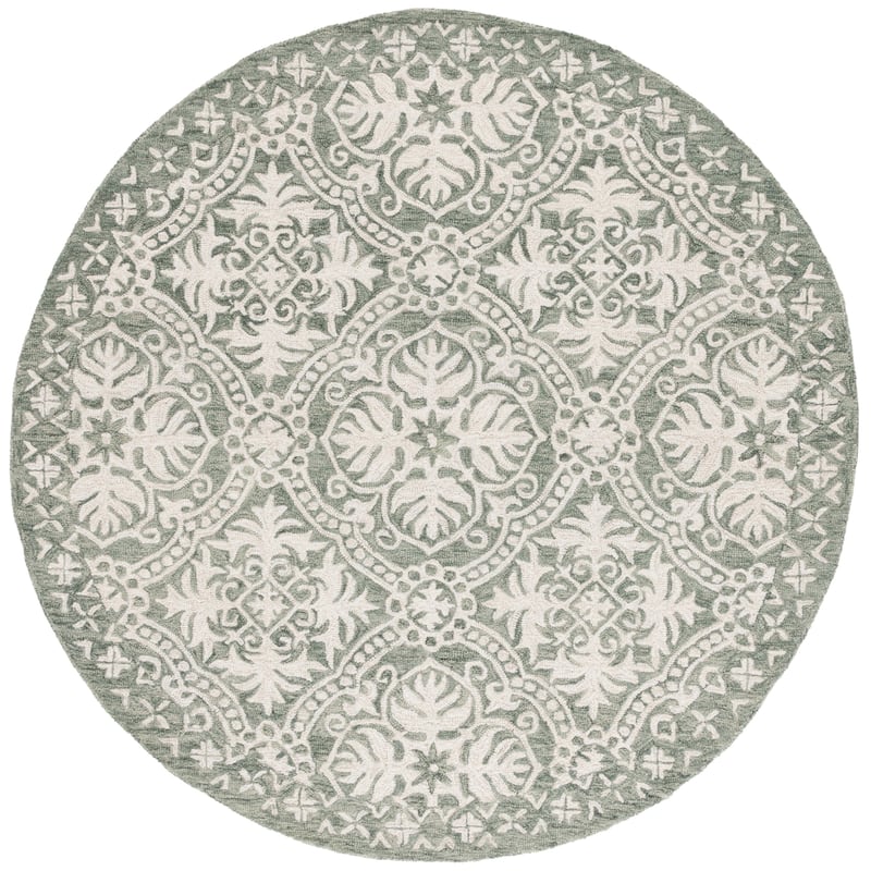Lauren Ralph Lauren Handmade Nina Geometric Wool Rug - 6' Round - Sage/Ivory