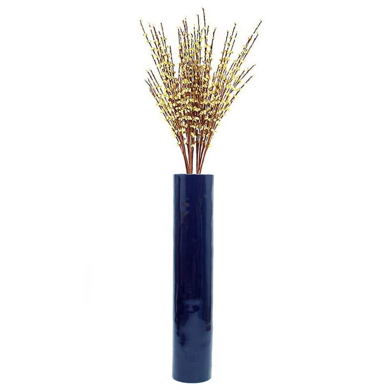 30-Inch-Tall Decorative Contemporary Bamboo Display Floor Vase - Cylinder Shape - Stylish Home Decor Accent - Modern Tall Vase - Blue
