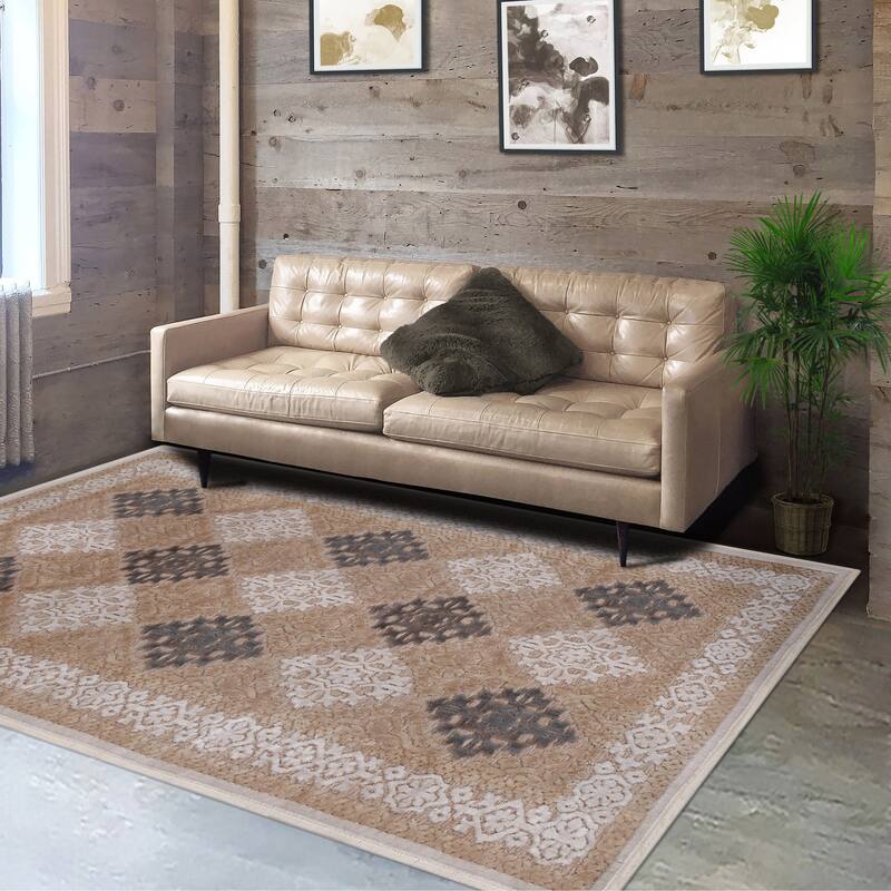 Superior Floral Medallion Sculpted High-Low Pile Polyester Area Rug