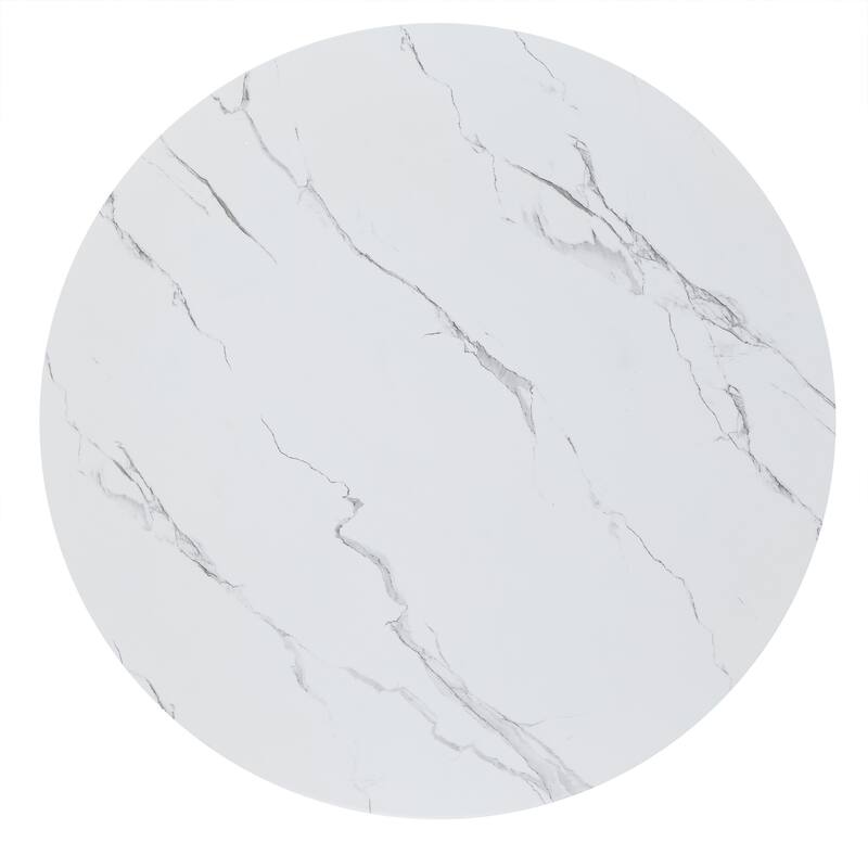 Saki 43" Wide Faux Marble Round Dining Table Set by iNSPIRE Q Modern