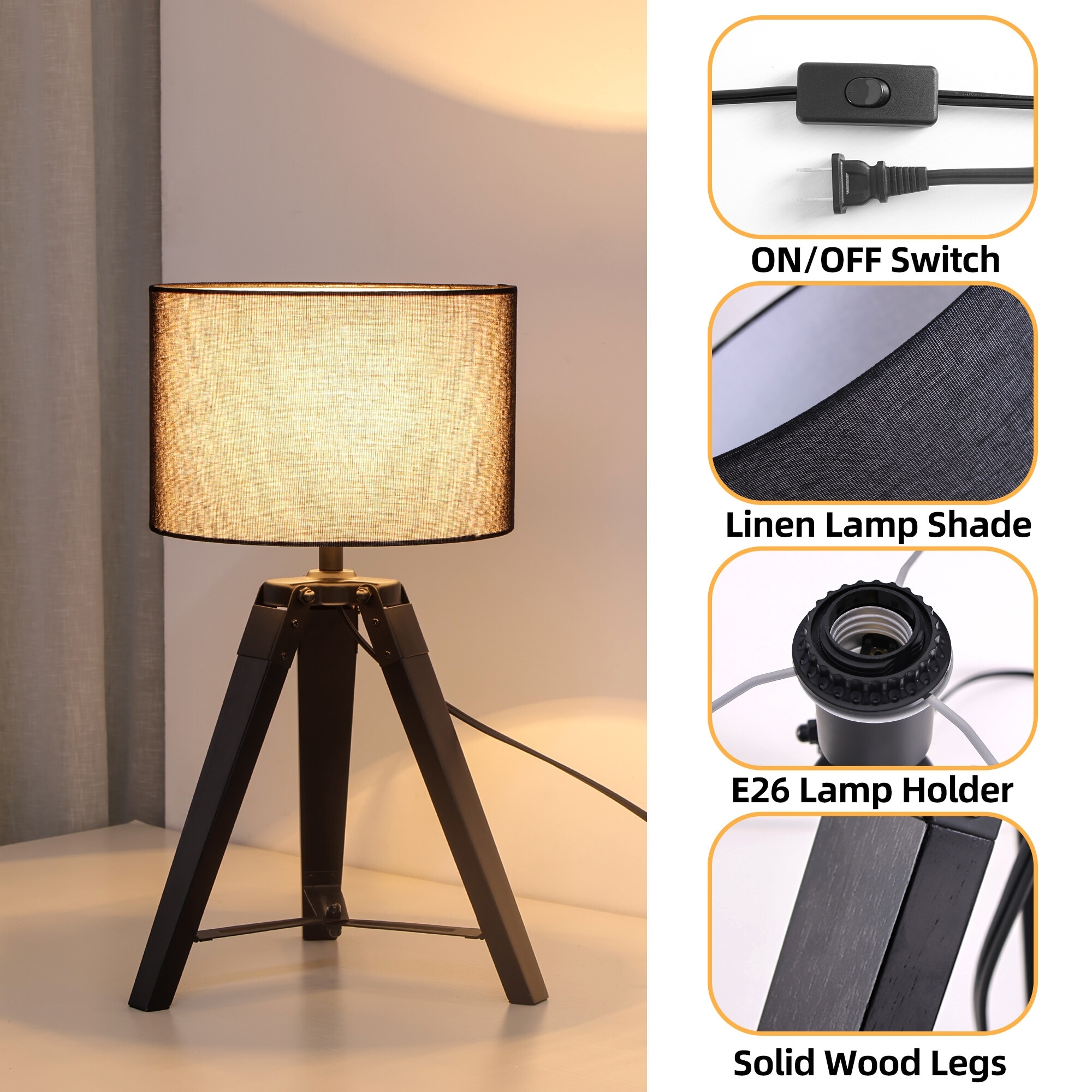 Lampshade Tripod Bedside Table Lamp Lamp Shades Tripod Lamp