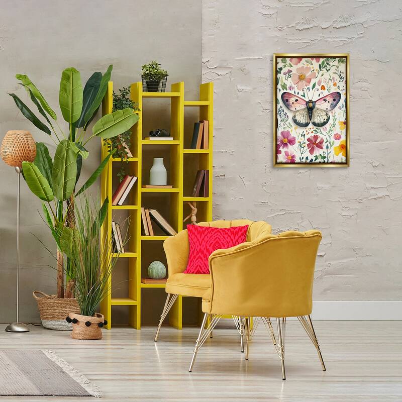 Stupell Botanical Butterfly & Herbs Framed Floater Canvas Wall Art Design By The Dutch Lady