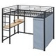 preview thumbnail 73 of 78, Modern Loft Bed with Desk & Wardrobe, Metal Loft Bed Frame with Shelves, USB Power Outlet, LED Light, for Kids Teens Adults
