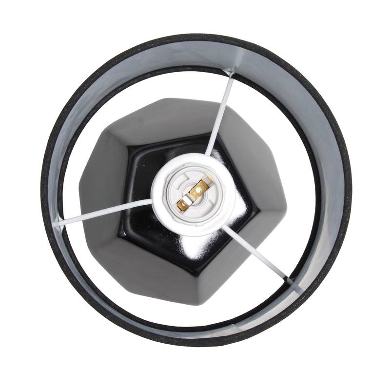 Geometric Table Lamp With Long Drum Shade - 10.5" - Black