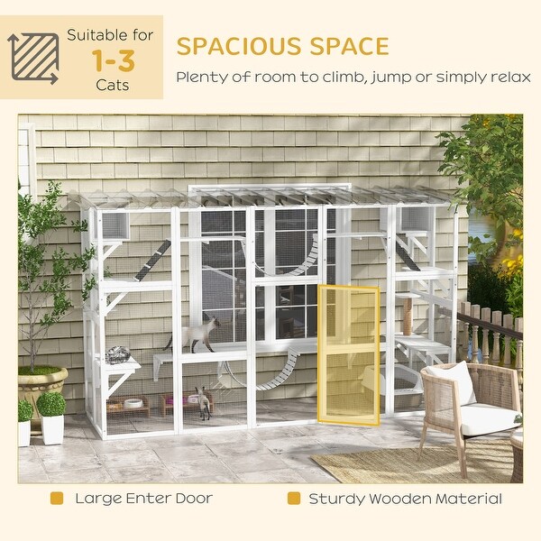 PawHut Catio Playground Outdoor Cat Enclosure Wooden Cat House Shelter On Sale Bed Bath Beyond 38955478