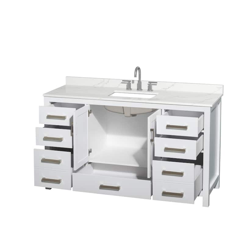 Wyndham Collection WCS141460S-QTZ-US3MXX Sheffield 60" Free Standing
