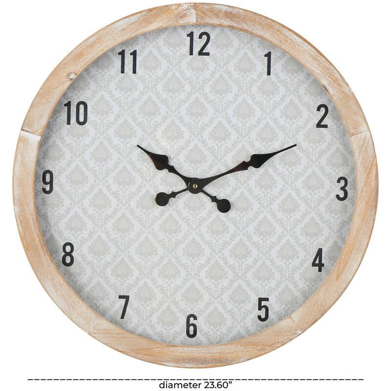 Brown Wooden Suspended Hanging Decorative Wall Clock with Brown Wood Accents