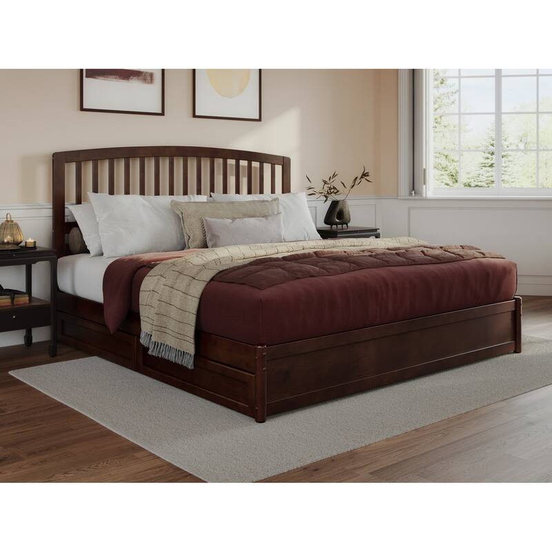 Lucia Platform Bed with Panel Footboard and Storage Drawers - Walnut - King
