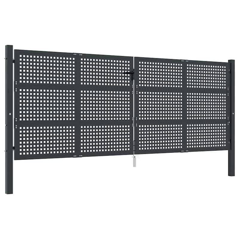 vidaXL Garden Gate Anthracite 157.5x59.1" Steel - 157.5 x 78.7"