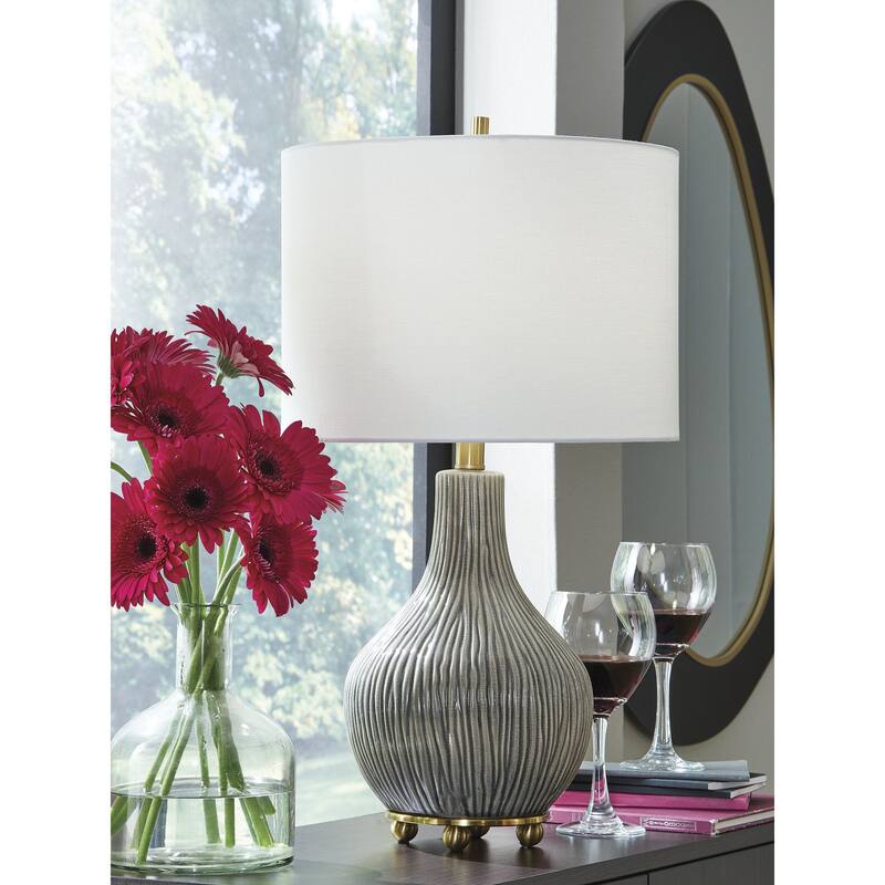 Signature Design by Ashley Judlen Gray/Gold Table Lamp - 14" W x 14" D x 25" H