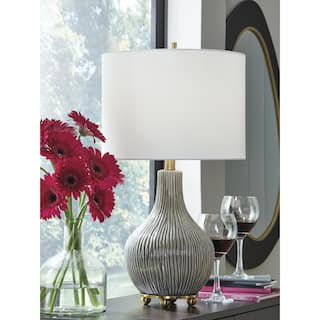 Signature Design by Ashley Judlen Gray/Gold Table Lamp - 14" W x  14" D x  25" H