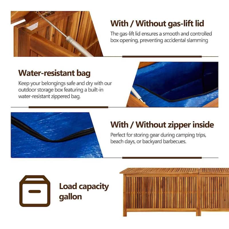 vidaXL Outdoor Storage Box, 78.7x19.7x22.8 Inches, Solid Acacia Wood - 78.7" x 19.6" x 22.8"