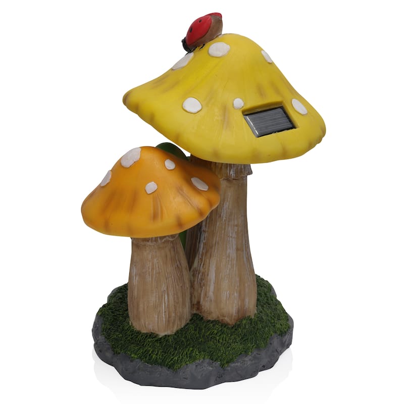 Frog Mushroom Statue w/ Solar