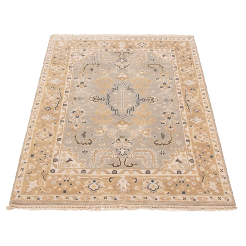 ECARPETGALLERY Hand-knotted Royal Oushak Light Grey Wool Rug - 4'0 x 6'2