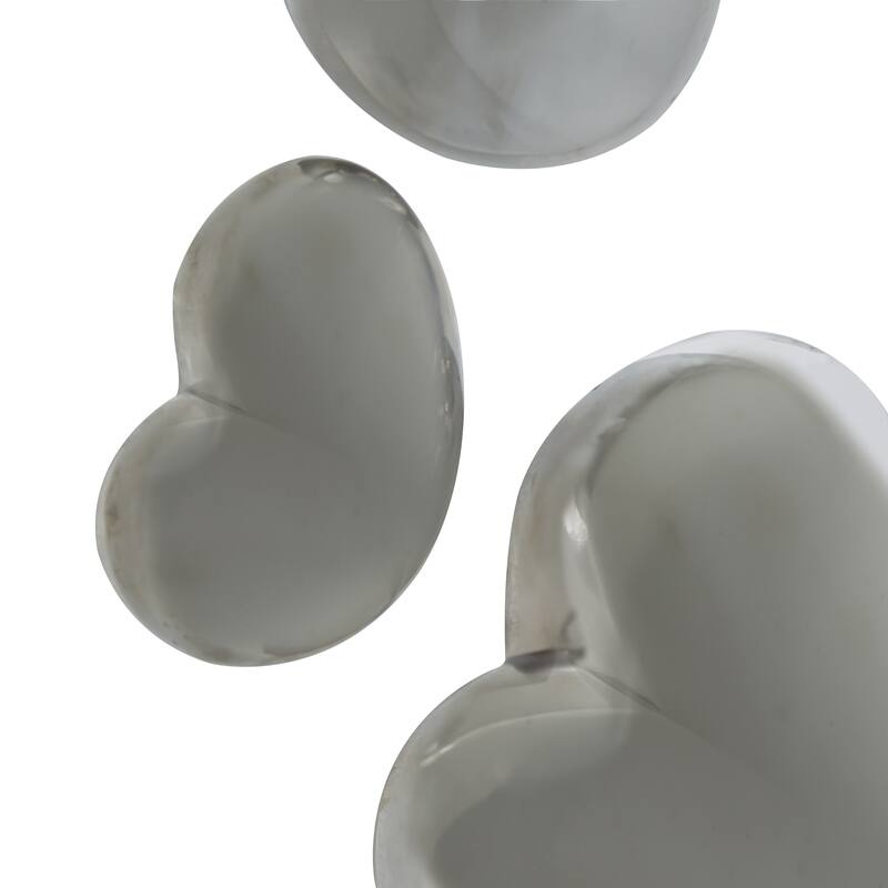 Ceramic Heart Slanted Home Wall Decor with Varying Sizes - Set of 3 Black, Gold, Silver, White - Roche River Decor