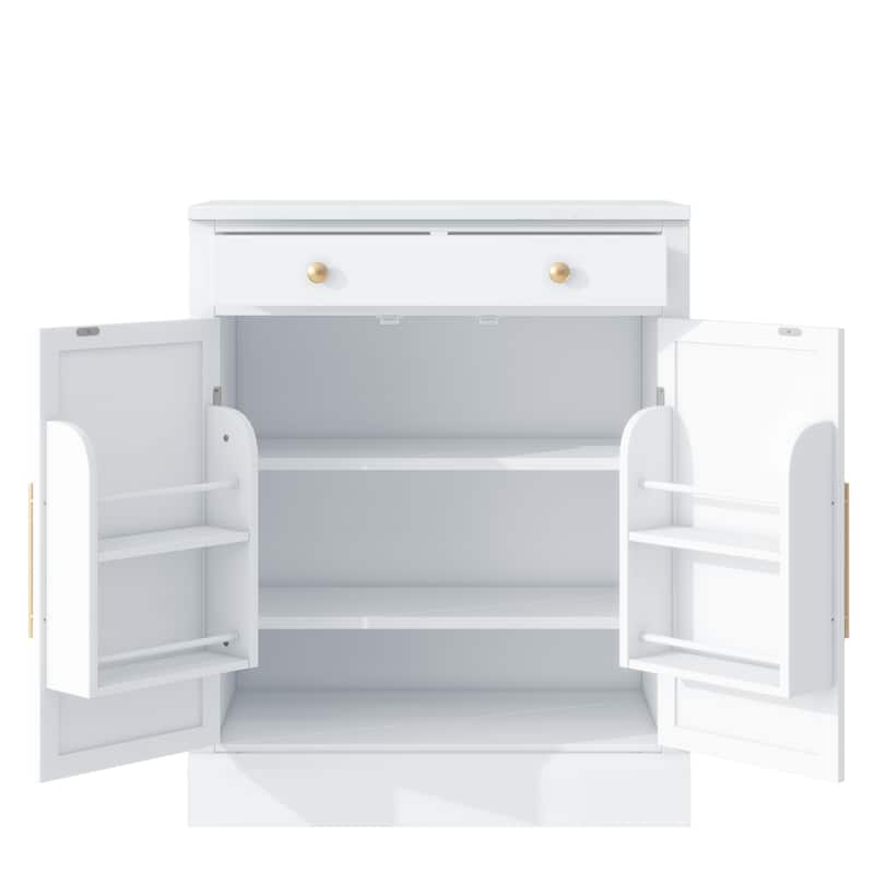 Roomfitters Modern Freestanding Kitchen Pantry, Buffet and Coffee Bar Cabinet, Set of 2, White