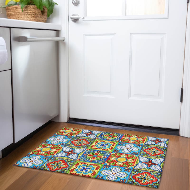 Premium Washable Super Soft Boho Mosaic Mayfield Rug - Multi - 1' 8" x 2' 6" - Rectangle
