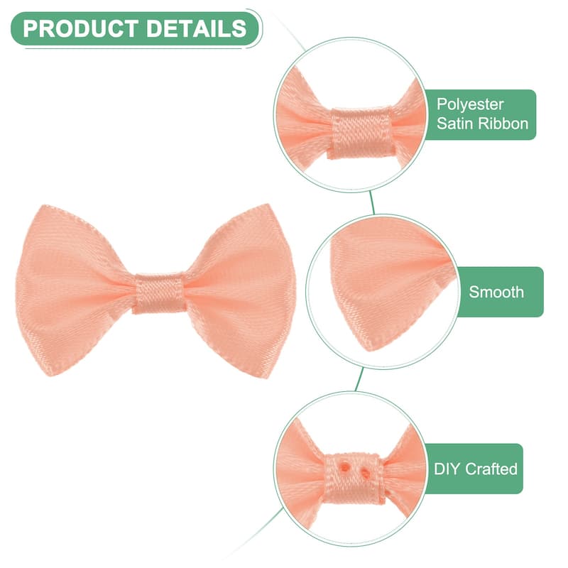 120-Pack Mini Craft Ribbon Bow 1.5x1 Inch for Craft DIY - Light Korean Pink