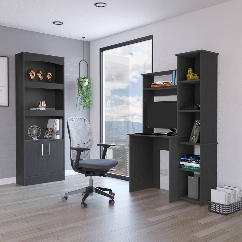 Home Office Desk and Bookcase Set with Pre-Drilled Holes and High-Quality Materials