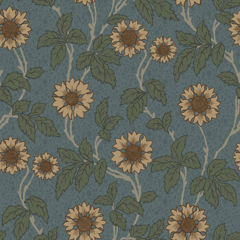 A-Street Prints Leilani Blue Floral Wallpaper
