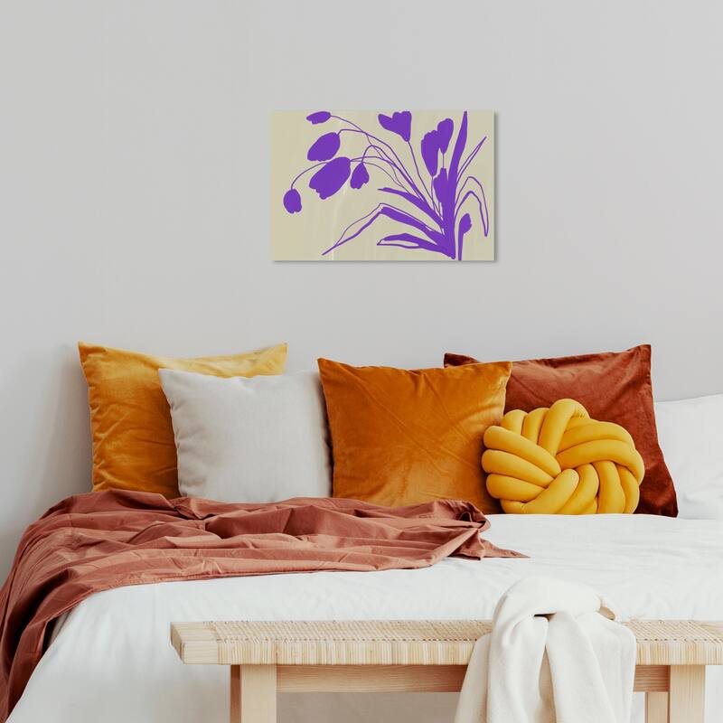 Wynwood Studio Canvas Abstract Agapanthus Flowers Purple and Light Gray Modern & Contemporary Wall Art Canvas Print - 16 x 24